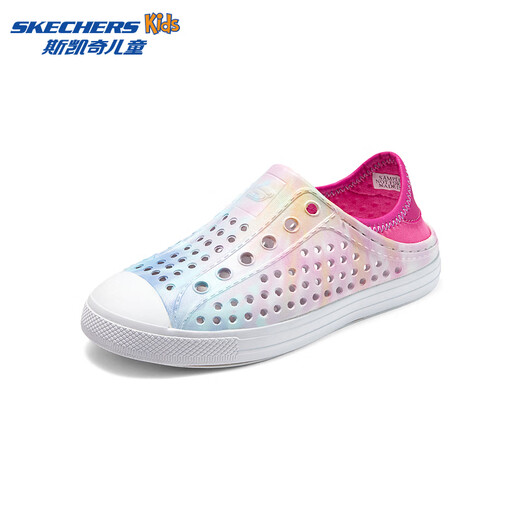 Skechers Skechers Children's Shoes Girls' Croc Shoes Beach Shoes Summer One-Piece Printed Breathable Children's Sandals 308004L Rainbow Light Pink/LTPK 37