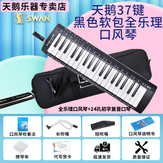 天鹅SWAN SW37YL全乐理口风琴37键学生版儿童小学生32初学专业演奏级 （37键）SW37-YL-24孔复音口琴