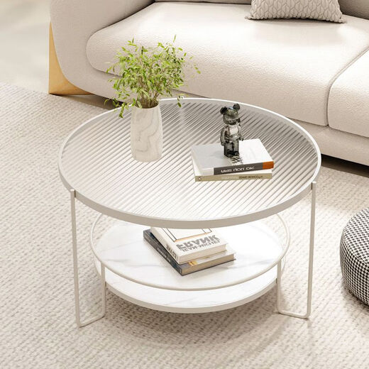 Qi Ji [1048 repurchase] Internet celebrity modern Italian Changhong tempered glass coffee table small living room round household use round coffee table - black frame + brown glass diameter 60CM high 45CM