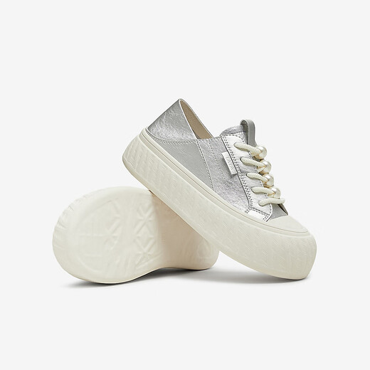 Tata Thin White Shoes для женщин 2025 Весна Новые дышащие ботинки для женщин повседневная обувь CT701BM5 Серебро 37