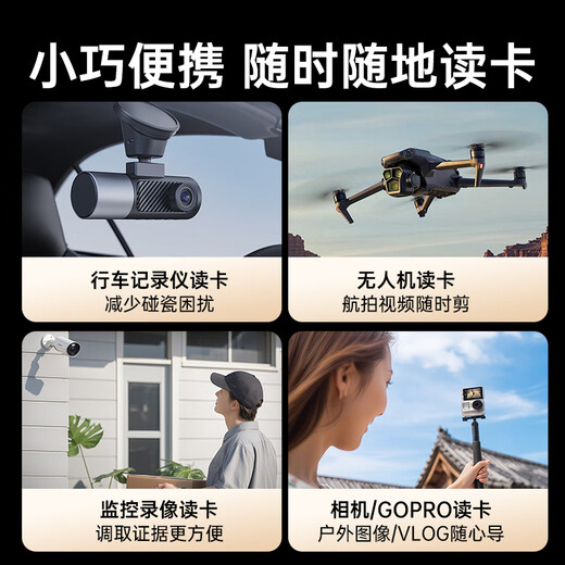 绿巨能【双卡同读】USB/Type-C读卡器3.0高速 SD/TF多功能合一适用相机/手机/电脑/无人机记录仪ccd监控