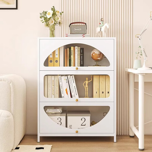 Yushili Steel Staubdichtes Bücherregal mit Glastüren Haushaltsaufbewahrungsschrank mehrschichtige bodengesteuertes Kinderbuchhandel Eisenschrank Weiß 5 Türen-Länge 600*Breite 350*Höhe 1695 mm