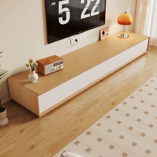 PASHAMAN Estilo de troncos Log gabinete de almacenamiento de gabinete de televisión de madera sólida Sala de estar Integrada Hogar Simple Pisos de piso 2.4 metros 6189y