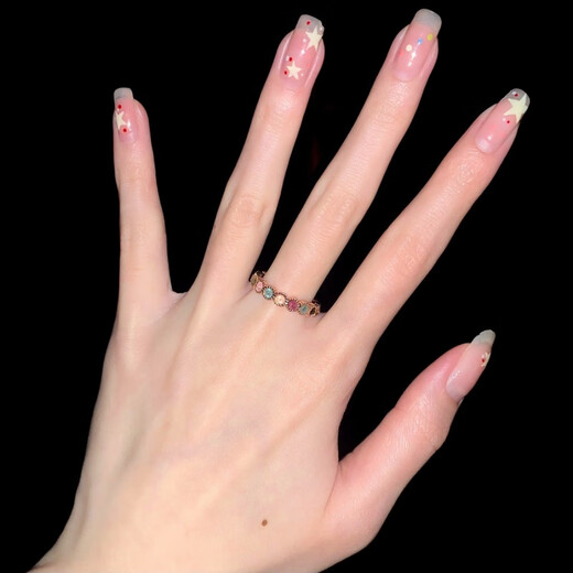 Fat Donglai Quality Tourmaline Ring Rainbow Sweet Cool Style Jewelry Gem Color Ring Alloy Design Purchasing Agency Golden Rainbow Round Moissanite Ring Opening Adjustable