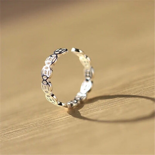 ROSENA SAMMI copper coin S9999 sterling silver ring open female fashion versatile transfer fresh silver jewelry index finger ring finger sterling silver * copper coin ring 4.22 grams strong