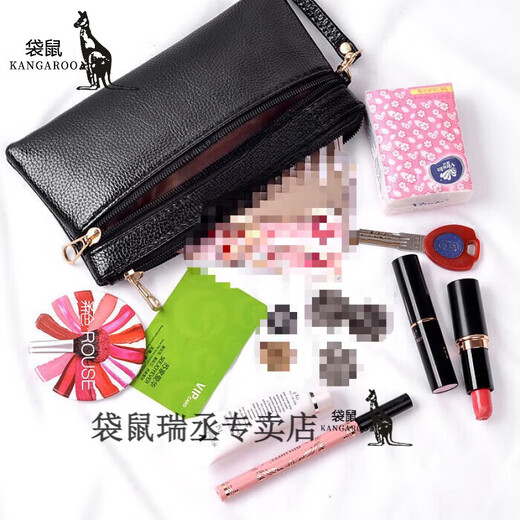 Kangaroo Neu einfaches weiches Leder-Hand-Holding-Brieftasche Ladies Langes Großkapazität Wechseln Sie die wichtigste Handy-Tasche vielseitiger Trend in allen Jahreszeiten schwarz jd