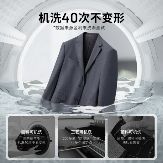 金利来【可机洗羊毛】春夏新款西装男通勤显瘦正装商务休闲外套西服 EZTG30936012-黑色-99 54 A