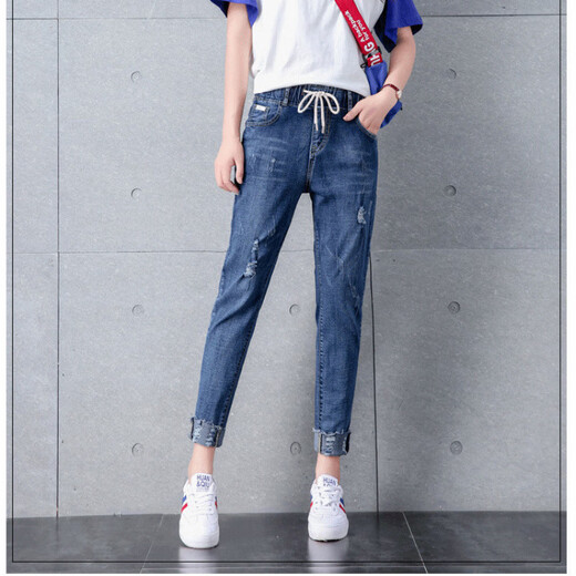 Xianxiu riss Jeans für Frauen mit neun-poligen, schlanken, koreanischen Hosen koreanischer 2025 Frühlings- und Sommerstil 9901 Hellblau 26 Größen [80 bis 90 Jin [Jin entspricht 0,5 kg]]