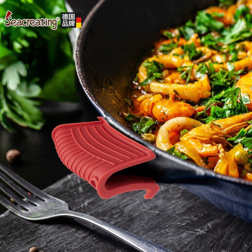 Seacreating German anti-scalding pot earmuffs, high temperature resistant silicone anti-scalding clip handle covers, anti-scalding pads, pot lid handles, anti-scalding hands, red