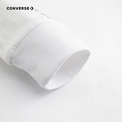 Converse children's long-sleeved T-shirt autumn new medium and large children's soft skin-friendly tops and bottoming shirts casual pure white 110/52 recommended height 98-104cm