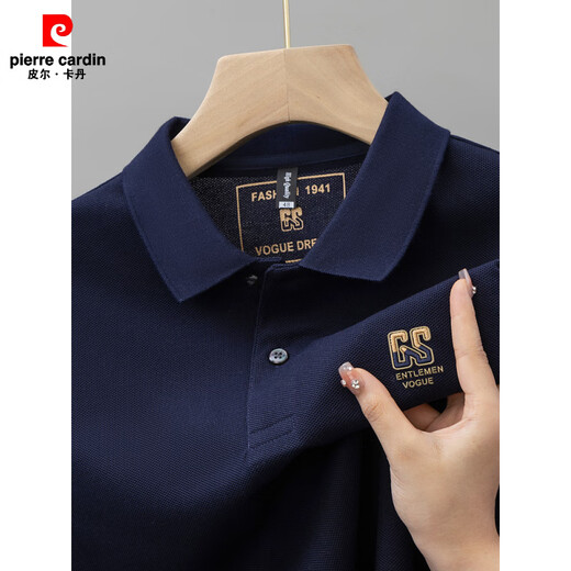 皮尔卡丹纯棉男士短袖POLO.衫夏季新款高档轻奢刺绣翻领T恤宽松中年爸爸装 6626军绿色 XL 52【建议140-160斤】
