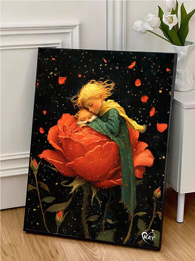 Little Prince Vinoa y Rose Digital Pintura al óleo DIY Relleno de color lleno de color Descompresión Acrílico Pintura al óleo J4877 Little Prince [clásico de estilo regular] Juego de bricolaje [Madre de madera maciza espesada + Pincel + Color 2