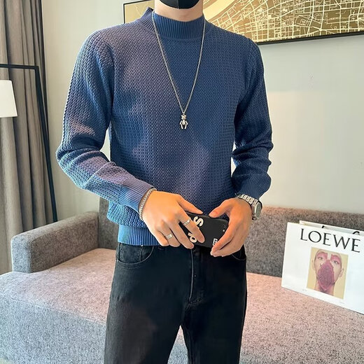 FHHUABD Halbzertifikat-Pullover für Männer im Herbst und Winter Feste Farbe lässiger Bodenkleidung Japanische trendige und hübsche Pullover-Strickpullover grün 2xl 140-155jin [Jin ist 0,5 kg]