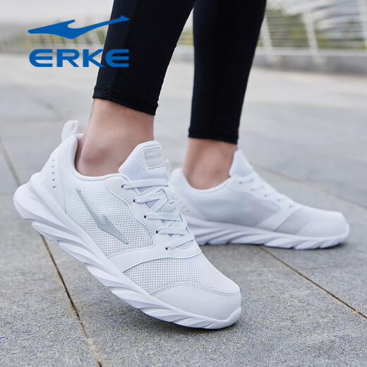 Hongxing Erke Running Shoes Zapatos 2025 Nuevo verano Mesh Sports Sports Shops Middle School Middle School Sobre Soft White Casual Shoes Erkebai (Mesh Four Seasons) 3291 40