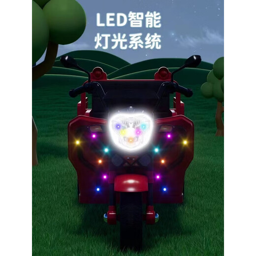 MiNong children's electric tricycle children's remote control toy car double stroller rechargeable engineering vehicle with bucket toy car Xinsheng - Chinese red + electric drive + early education music low configuration - 6V7A small battery + music