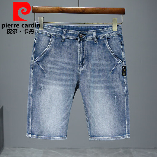 Pierre cardin 2025 new summer thin denim shorts men's five-point loose straight mid-trousers casual versatile stretch breeches 671 light blue + 671 black 31 (2 feet 4)