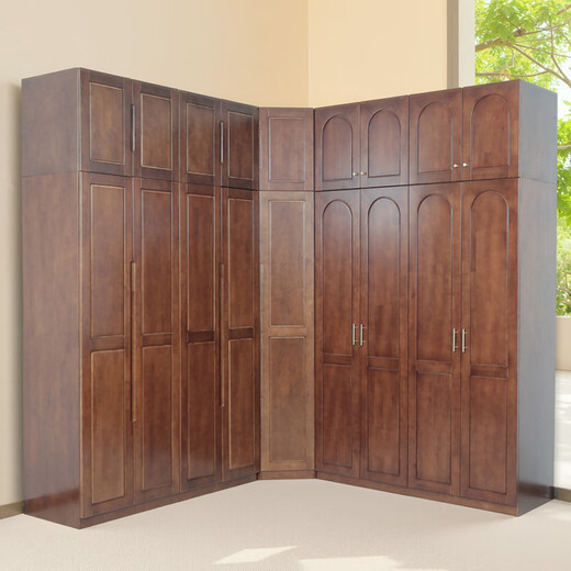 Baiyuntang whole house custom-made large wardrobe cabinets all solid wood cypress wood ash wood corner cloakroom free combination full wall to top custom deposit