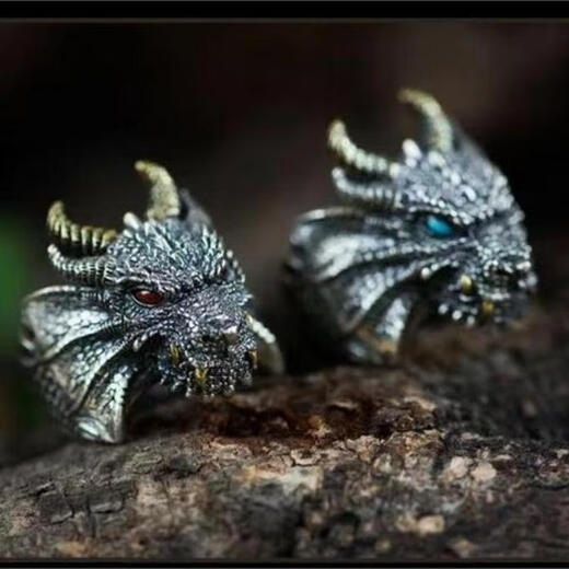 KZD Old Phoenix 999 sterling silver pure silver retro domineering and fierce men's dragon ring personalized creative silver magic dragon ring magic dragon head ring same style single pack same style