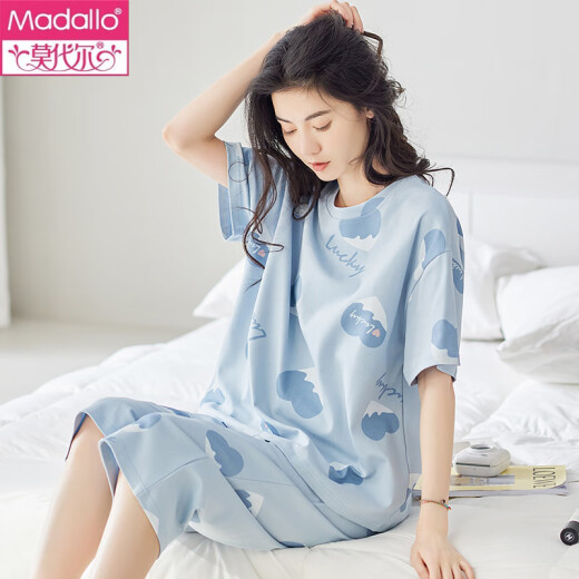 莫代尔2025时尚睡衣女夏季纯棉短袖七分裤韩版卡通甜美全棉家居服套装 M7030 9854 M 建议75-95斤穿