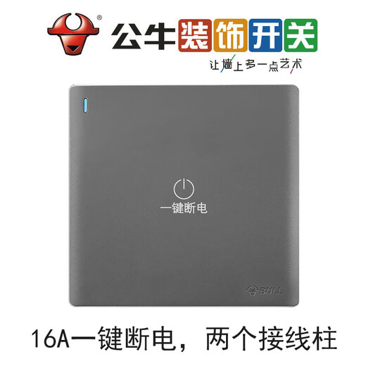Bull whole house one button power off 86 type switch concealed main switch to turn off the lights in the whole house 16A high power main power supply G25 white G25 one button power off + 25A contactor