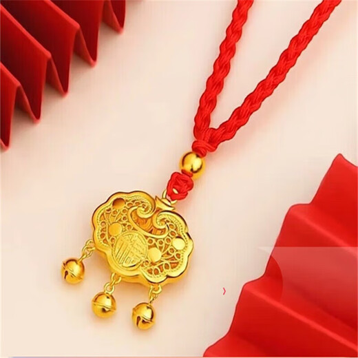Yage Gold Safety Lock Transfer Beads Pure Gold 999 Pendant Longevity Lock Double-sided Blessing Necklace as a Birthday Gift for Girlfriend Pure Gold Longevity Lock + 18K Necklace + Gift Box