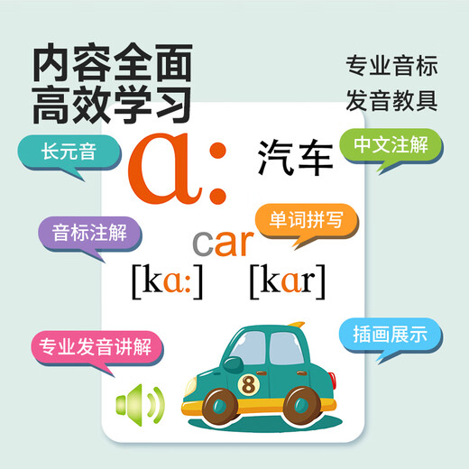 乐乐鱼英语音标发音有声挂图48个26字母表儿童启蒙单词拼读学习墙贴 组合装智能英语学习机+英文字母