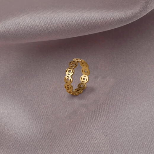 WOUG copper coin ring titanium steel non-fading Qianduoduo plain ring ring for wealth and partial wealth for men Qianduoduo US code No. 7 105120Jin Jin equals 0.5kg counter 141