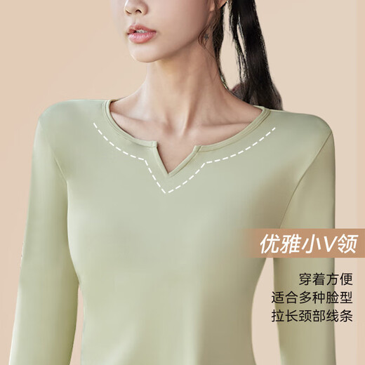 Bai Qixin yoga suit women's summer fitness suit running sports suit quick-drying two-piece Pilates training cycling suit cardamom green long sleeves + sea rock gray trousers M 85-115Jin Jin equals 0.5 kg