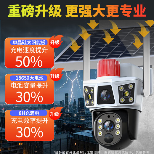 霸天安4G太阳能摄像头高清监控器家用室外360度无死角带夜视无电无网终身免流量无需连WiFi 免充值】1200万三画面+0费用 64G内存卡】可储存30天左右