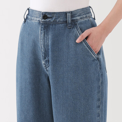 MUJI (MUJI) Mujer Kapok Versión ancha de mezclilla ancha pantalones cónicos Pantalones de mujeres 25 Rejuvenecimiento de mezclilla de primavera Ropa de mujer Light Blue Be1xga5s S (155/62a)
