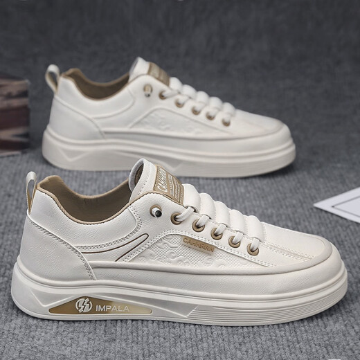 
Jingpu Fei leather casual sneakers men's trendy shoes student versatile single shoes 7372 black 39