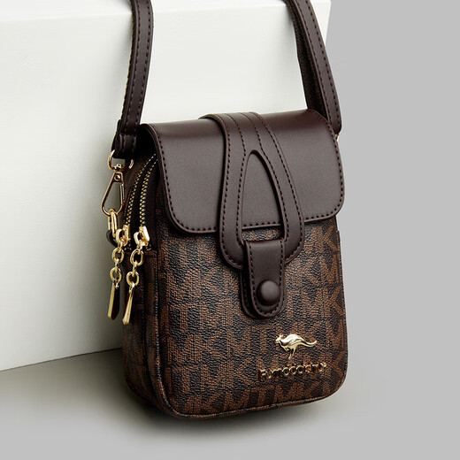 Jiemo [1159 Rückkauf] Kleine Tasche 2025 Neues Mode-Mobiltelefon-Tasche Mini Crossbody Tasche VERSATILE MULTI-LAYER KJ BROWN
