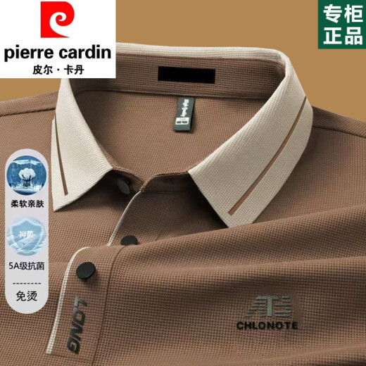 Pier Cardin High-End-Herren-Langarm-T-Shirt 2025 Feder und Herbst Dünnes Dach im mittleren Alter, Daddy Revers Polo Basishemd Herbst Top 16823 Hellgrün M 165 [Empfohlen 100-120jin [Jin entspricht 0,5 kg]]