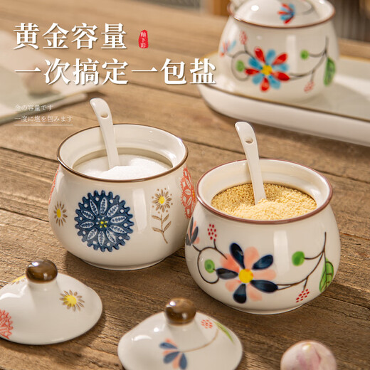 Newair Chinese ceramic seasoning jar seasoning jar kitchen household high-end box combination set salt lard chili oil jar