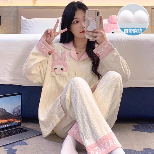 Gemas coloridas Pajamas Cardigan de verano para mujeres pantalones de manga larga traje de verano Summer Ladies 2025 Nuevo dibujos animados Primavera Otoño Otoño Invierno Home Cabina SSM-3882 190 3XL [155-180Jin [Jin equivale a 0.5 kg]]