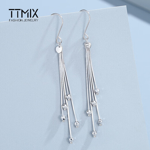 TTMIX Tassel Earrings Women's Platinum Ear Hook pt950 Fashionable Platinum Earrings Birthday Gift 4.3-4.5g