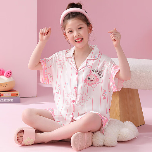 Sie und andere Mädchen Pyjamas Sommereis Seide dünne Strickjacke kurzärmelige Kinderanzug Mädchen Cartoon Sommer Baby Home Kleidung G-6629# Little Pony 100 Größe 8 [Höhe 100-110 cm]