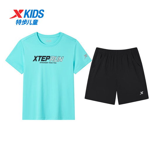 Traje de deportes para niños de la ropa para niños XTEP SEJORA DE MANA A CONTRA PIEZAS Summer Summer New Style's Boy's Bird y de moda Summer Sportswear 67377306-1p- 160