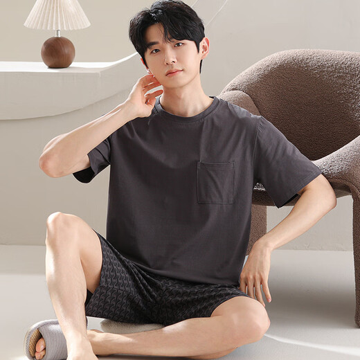 红豆莫代尔睡衣男款夏天短袖大码2024年新款冰丝家居服套装夏季可外穿 y9717 L