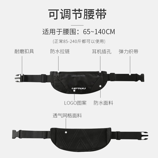 Zailu sports waist bag for women 2025 new running wear mobile phone bag fitness bag belt men's and women's cycling women's equipment black + leather arm bag pink