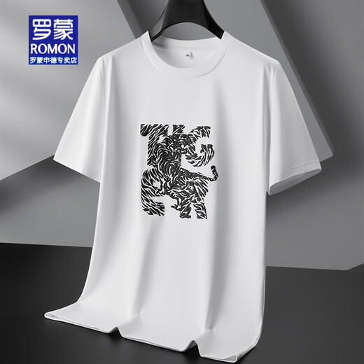 Romon (Romon) [County] Mercerierte Baumwoll-Kurzärmel-T-Shirt für Männer mit Fettpläuse losen Fett, dünner, halbärmeliger T-Shirt T 5012 Brown Color 2xL [140-160jin [Jin gleich 0,5 kg]]]]