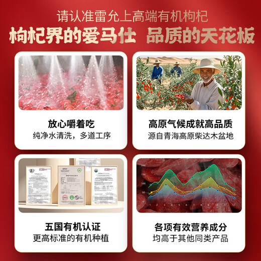 雷允上青海高端特优级有机枸杞105g无硫无熏独立袋装面洗泡水泡茶 特优级105g【嚼着吃的好枸杞】