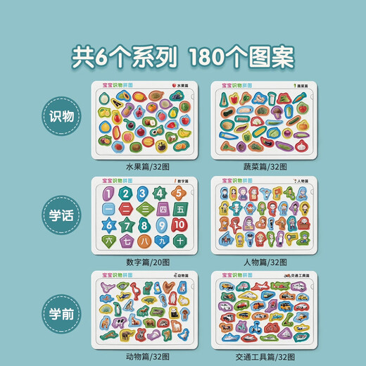 Star Boat Baby Literacy Puzzle Reconocimiento Cognitive Education Niños de 234 a 6 años Educación temprana Tarjetas de niños Toy de inteligencia Puzzle Complete conjunto completo + conjunto completo de reconocimiento mutuo/6 imágenes