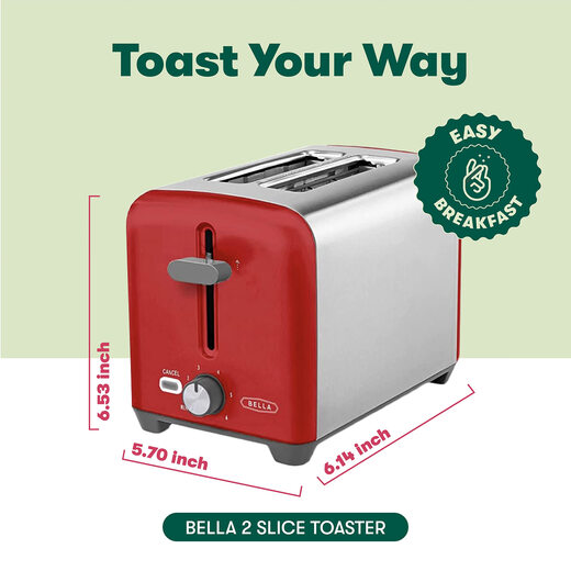 BELLA household toaster, stainless steel toaster, small kitchen appliances