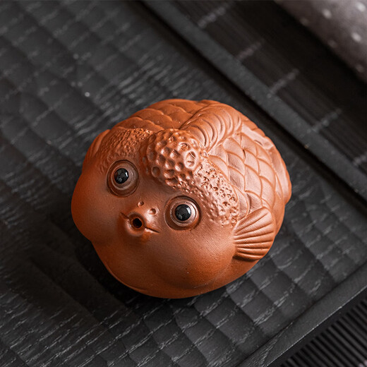 Xiyuanji purple sand and cinnabar bubble fish tea pet boutique can raise creative bubble fish tea table tea play ornaments purple sand and cinnabar bubble fish mini tea pet