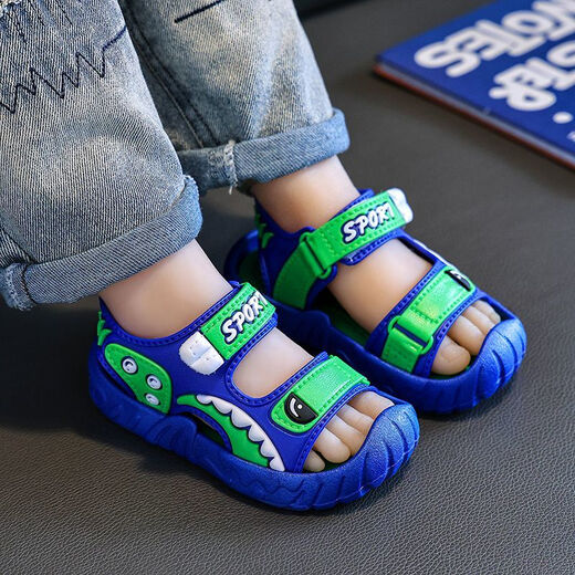 Remtin colorful summer fun boys' sandals 2025 summer Korean style student soft bottom beach shoes for small and medium-sized children baby boys' shoes gray 23 inner length 14.5 cm