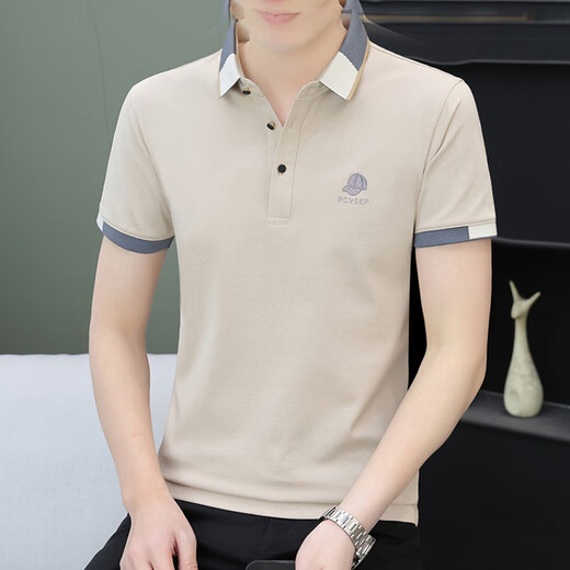 Xuanchun Guangdong Puning Herren kurzärmelig T-Shirt Cotton Middle Age Herren-Stickhemd konkave Hut-Sommergeschäft Weiß 723 Lapel M 85-110jin [Jin ist gleich 0,5 kg]
