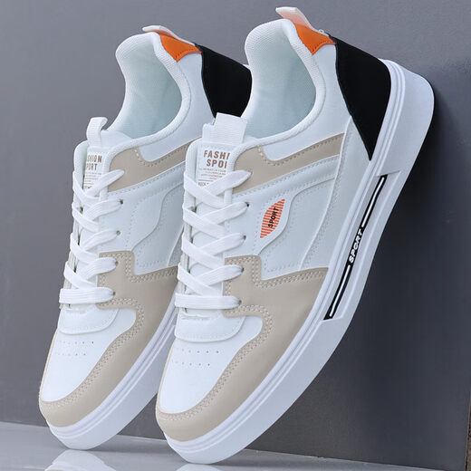 
Western Region Camel Men's Shoes 2025 New Autumn Leather Sports and Casual Shoes Men's All-match Fashion White Shoes Student Shoes White and Black 9910[K] 38