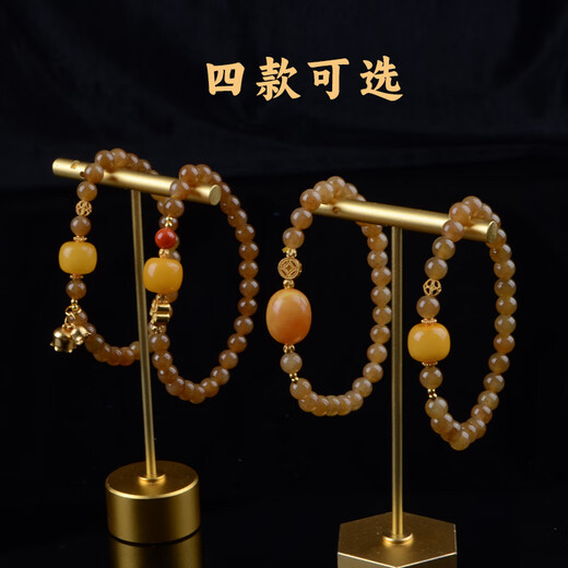 Her Generation Natural Beeswax Hetian Jade Bracelet Women's Hetian Jade Bead Bracelet Gift for Lover Coin Style 6mm