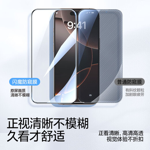 Flash Magic is suitable for Apple 16ProMax anti-peeping tempered film iPhone16ProMax mobile phone film, anti-peeping, dust-proof, anti-fall, anti-fingerprint, full screen coverage, dust-free compartment protective film